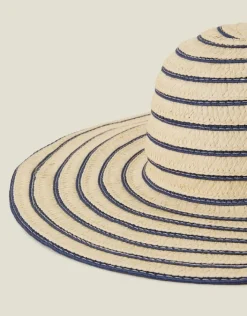 Accessorize Stripe Straw Floppy Sun Hat