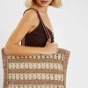 Accessorize Stripe Woven Raffia Tote Bag
