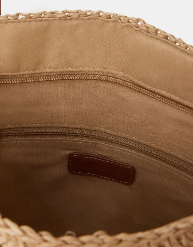 Accessorize Stripe Woven Raffia Tote Bag