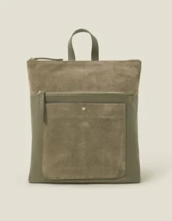 Accessorize Suede Leather Backpack Green