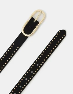 Accessorize Suede Studded Skinny Belt Black