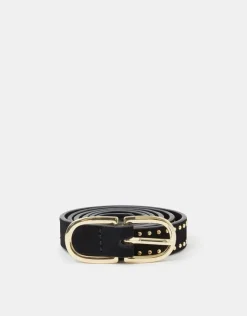 Accessorize Suede Studded Skinny Belt Black