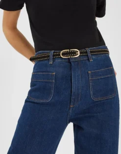 Accessorize Suede Studded Skinny Belt Black