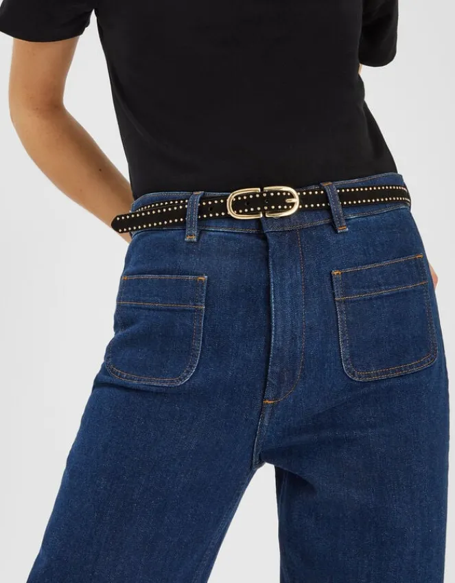 Accessorize Suede Studded Skinny Belt Black