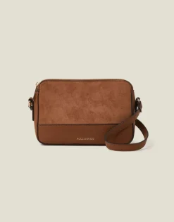 Accessorize Suedette Classic Crossbody Bag Tan