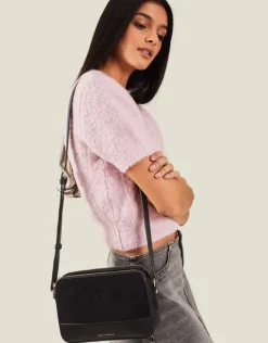 Accessorize Suedette Classic Crossbody Bag Black