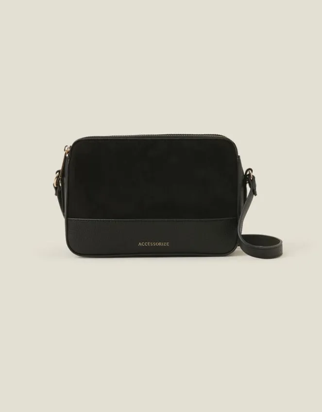 Accessorize Suedette Classic Crossbody Bag Black