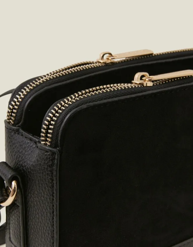 Accessorize Suedette Classic Crossbody Bag Black