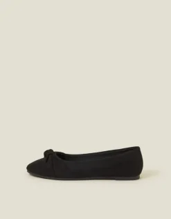 Accessorize Suedette Knot Ballerina Flats Black