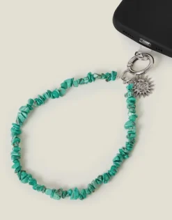 Accessorize Sun Charm Stone Phone Wrist Strap Turquoise