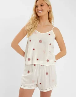 Accessorize Sun Embroidered Short Pyjamas Set Ivory