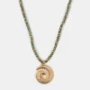 Accessorize Swirl Pendant Beaded Necklace Green