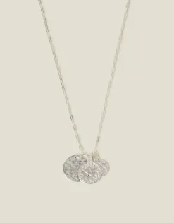Accessorize Textured Coin Pendants Necklace Silver