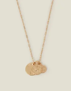 Accessorize Textured Coin Pendants Necklace Gold