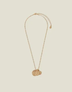 Accessorize Textured Coin Pendants Necklace Gold