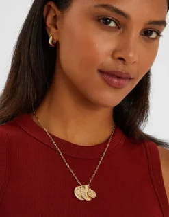 Accessorize Textured Coin Pendants Necklace Gold