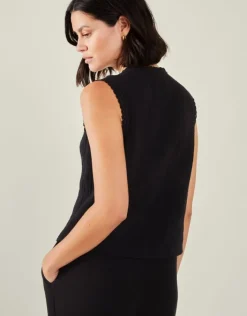 Accessorize Tie-Front Crinkle Waistcoat Black