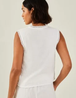 Accessorize Tie-Front Crinkle Waistcoat White