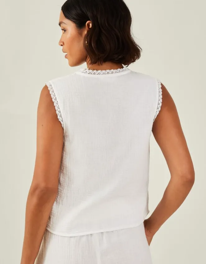 Accessorize Tie-Front Crinkle Waistcoat White