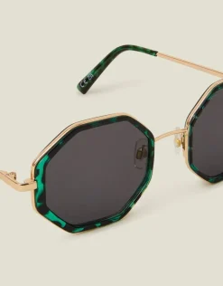Accessorize Tortoiseshell Hexagon Sunglasses
