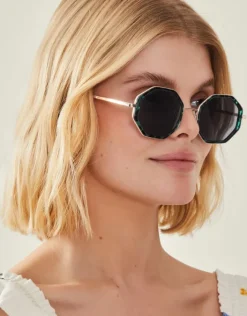 Accessorize Tortoiseshell Hexagon Sunglasses