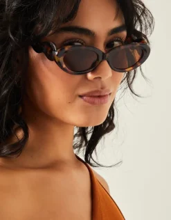 Accessorize Tortoiseshell Wavy Oval Sunglasses