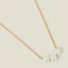 Accessorize Triple Pearl Chain Necklace