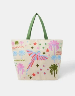 Accessorize Tropical Embroidered Tote Beach Bag