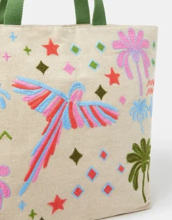 Accessorize Tropical Embroidered Tote Beach Bag