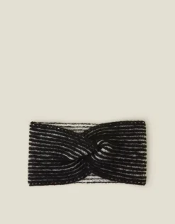 Accessorize Twist Knit Bando Headband Black