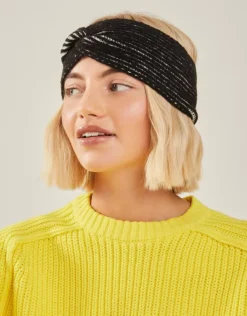 Accessorize Twist Knit Bando Headband Black