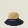 Accessorize Two-Tone Straw Bucket Hat Navy