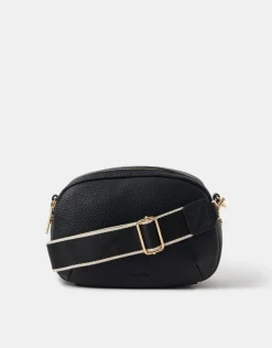 Accessorize Webbing Strap Small Crossbody Bag Black