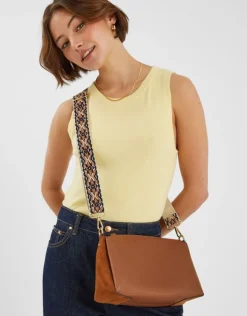 Accessorize Webbing Strap Suedette Crossbody Bag Tan