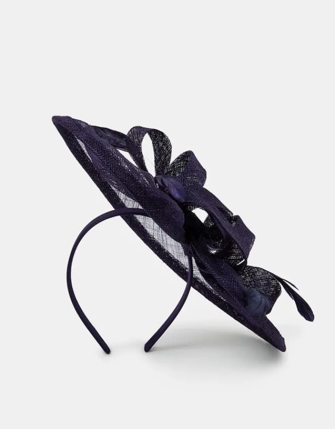 Accessorize Woven Bow Feather Disc Fascinator Blue