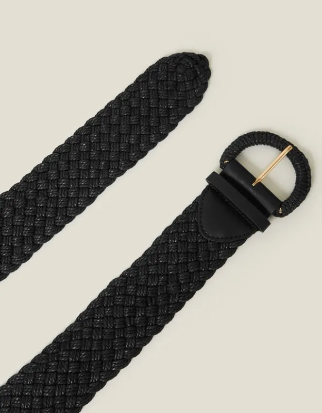 Accessorize Woven Buckle Belt Black