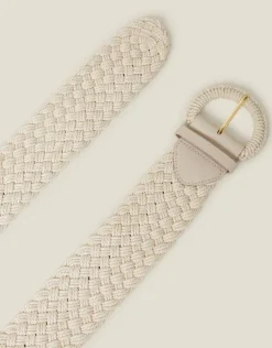 Accessorize Woven Buckle Belt Cream