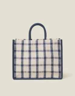 Accessorize Woven Check Print Shopper Bag