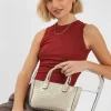 Accessorize Woven Metallic Handbag
