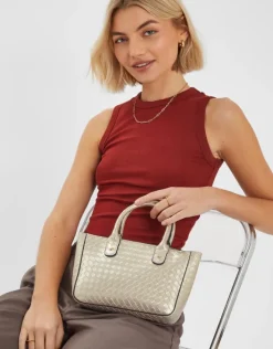 Accessorize Woven Metallic Handbag