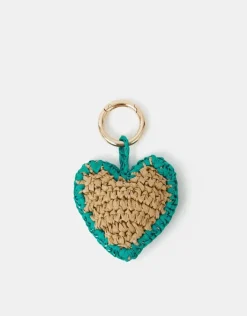 Accessorize Woven Raffia Heart Bag Charm