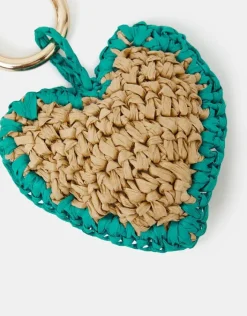Accessorize Woven Raffia Heart Bag Charm