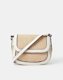 Accessorize Woven Satchel Cross-Body Bag Cream