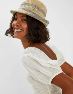 Accessorize Woven Straw Trilby Hat